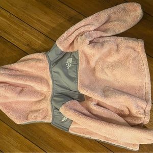 Toddler girl light pink hooded Sherpa north face jacket 2T